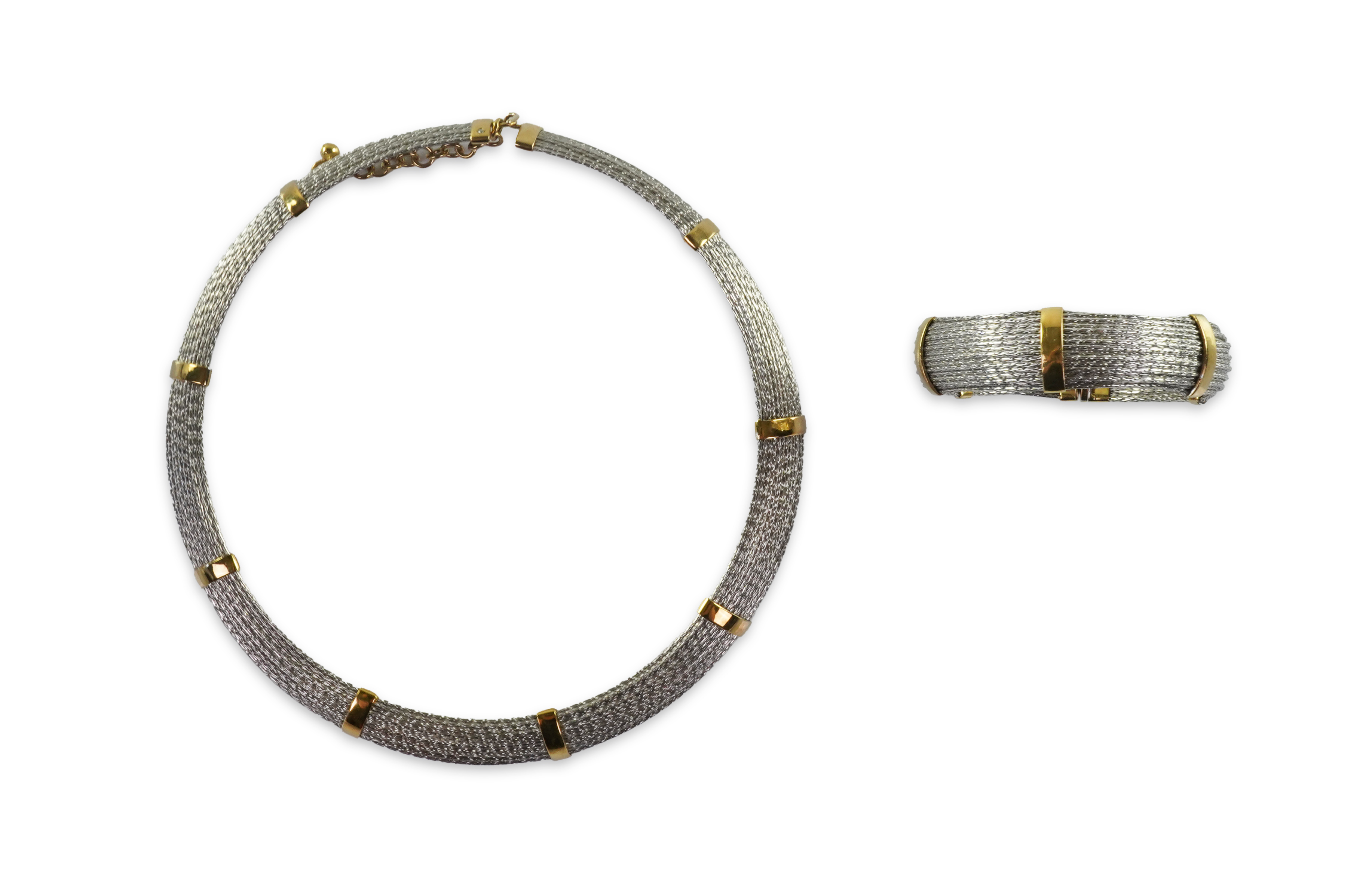 An 18ct gold collar and bangle